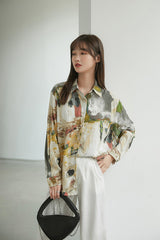 RETRO ABSTRACT PRINT LONG SLEEVE SHIRT