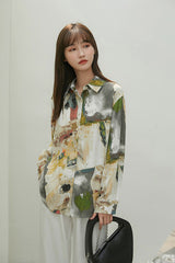 RETRO ABSTRACT PRINT LONG SLEEVE SHIRT