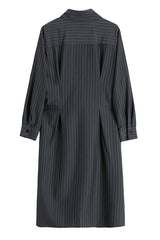 BLACK STRIPED SHIRT DRESS