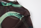 PRINTED STRETCH MESH TOP