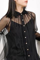 SILK SHIRT DRESS (2 PIECE SLEEVELESS DRESS+SHIRT DRESS)