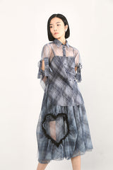 CHECK MESH SHIRT / PLAID LOVE MESH SKIRT