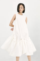 RUFFLE HEM SLEEVELESS DRESS