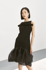 BEADED SLIM SEERSUCKER DRESS