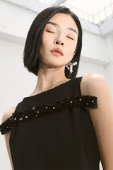 BEADED SLIM SEERSUCKER DRESS