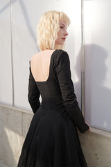 Irregular Mesh Long Sleeve Dress