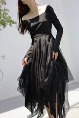 Irregular Mesh Long Sleeve Dress