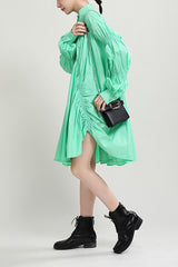 PLEATED SHIRT DRESS (FIVES COLORS)