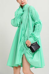 PLEATED SHIRT DRESS (FIVES COLORS)