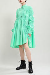 PLEATED SHIRT DRESS (FIVES COLORS)