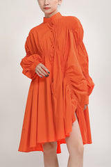 PLEATED SHIRT DRESS (FIVES COLORS)