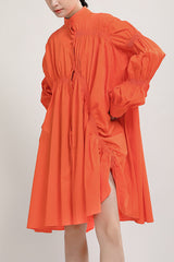 PLEATED SHIRT DRESS (FIVES COLORS)