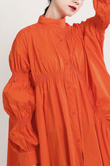 PLEATED SHIRT DRESS (FIVES COLORS)