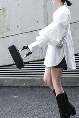 PALACE STYLE PUFF SLEEVE SHIRT+SUIT BELT(TWO COLORS)