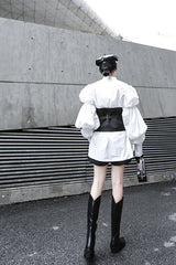 PALACE STYLE PUFF SLEEVE SHIRT+SUIT BELT(TWO COLORS)