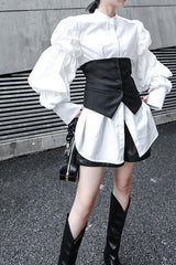 PALACE STYLE PUFF SLEEVE SHIRT+SUIT BELT(TWO COLORS)