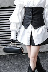 PALACE STYLE PUFF SLEEVE SHIRT+SUIT BELT(TWO COLORS)