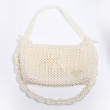 DOUBLE SHOULDER STRAP WHITE PERAL BEADED UNDERARM BAG