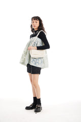 WHITE PEARL CRYSTAL BEADED UNDERARM BAG