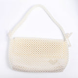 WHITE PEARL CRYSTAL BEADED UNDERARM BAG