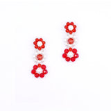 LONG FLORAL CRYSTAL EARRINGS