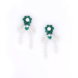 GREEN BOW-KNOT CRYSTAL EARRINGS