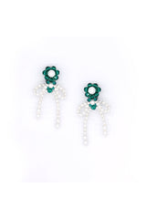 GREEN BOW-KNOT CRYSTAL EARRINGS