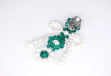 GREEN-WHITE CRYSTAL EARRINGS