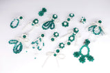 GREEN-WHITE CRYSTAL EARRINGS