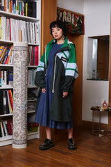 BLUE AND GREEN TRENCH COAT