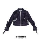 NAVY BLUE JACKET WITH RUFFLE POCKETS