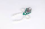 GREEN BOW-KNOT CRYSTAL EARRINGS