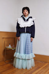 RUFFLED HOODED JACKET