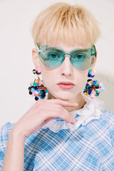 LIGHT BLUE TARTAN DRESS WITH HALF-SLEEVE