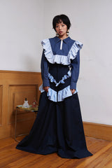 BLUE SHIRT WITH WHITE RUFFLES