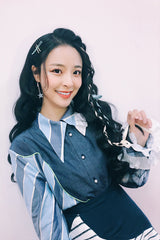 BLUE STRIPED SHIRT WITH RUFFLES