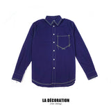 BLUE SHIRT WITH LIGHT LINES