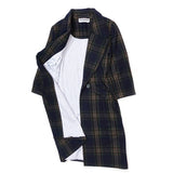 BROWN PLAID WAIST LAPEL WOOL COAT