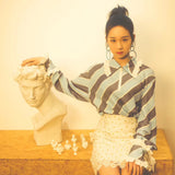 BLUE AND WHITE STRIPED SHIRT