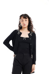 PEARL BOW EMBELLISHED VEST(2 COLOURS)