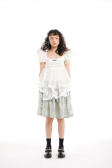 GIRLY ORGANZA LACE TRIM BLOUSE (2 COLORS)