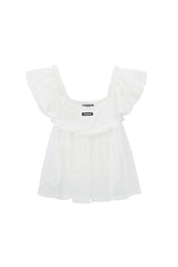 GIRLY ORGANZA LACE TRIM BLOUSE (2 COLORS)