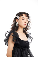 GIRLY ORGANZA LACE TRIM BLOUSE (2 COLORS)