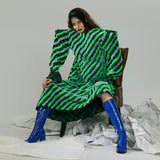 #PREORDER# GREEN MESH DRESS WITH RUFFLES