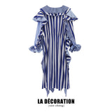 IRREGULAR BLUE RUFFLED DRESS