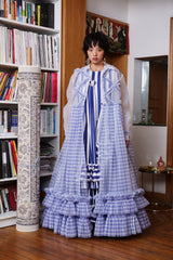 #PREORDER# BLUE PLAID MESH DRESS