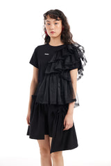 WOMEN'S TOP WITH HALF RUFFLES (TWO COLORS)