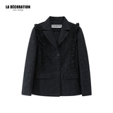 JACQUARD SUIT JACKET WITH RUFFLES
