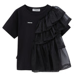 WOMEN'S TOP WITH HALF RUFFLES (TWO COLORS)