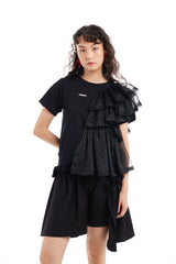 WOMEN'S TOP WITH HALF RUFFLES (TWO COLORS)